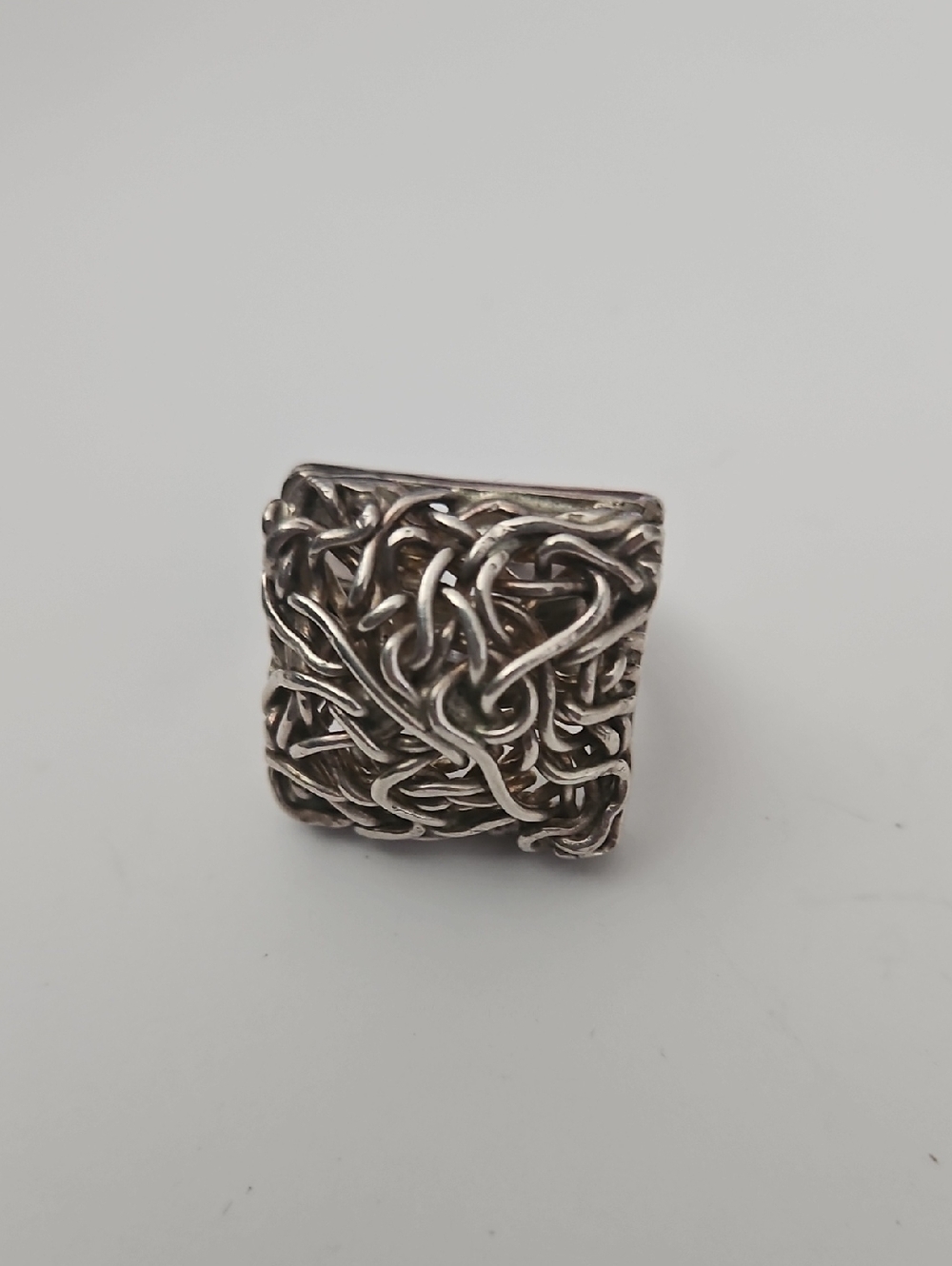 Vintage Chunky Silver 950 Stamped Knotwork Statement Adjustable Ring